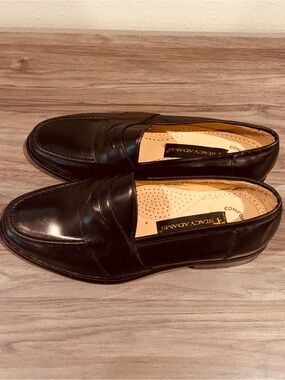 Stacy Adams Black Leather Slip-On Penny Loafers Classic Preppy Office Comfy
